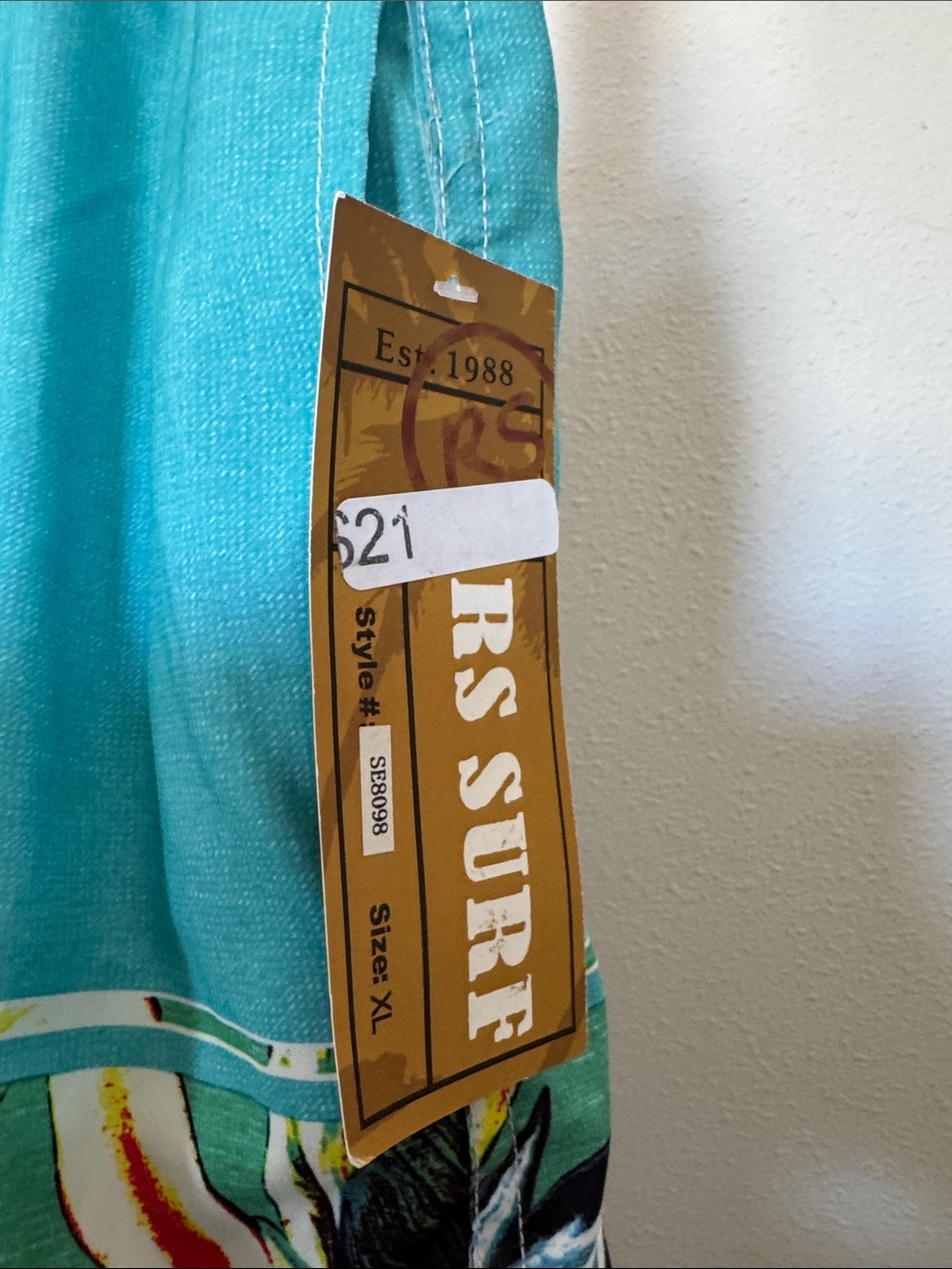 🆕 RS Surf Men's Teal & Yellow Floral Swim Trunks - Picture 4 of 12